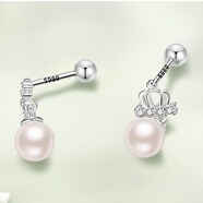 KZD老鳳凰999純銀耳環(huán)珍珠皇冠輕奢時(shí)尚感耳釘耳墜百搭耳骨釘耳飾 一對皇冠螺絲款耳釘