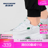 斯凱奇（Skechers）小白熊丨老爹鞋男女同款革面復古潮流休閑學(xué)生跑步運動(dòng)鞋小白鞋 男款-白色/綠色/WGR 42