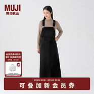 無印良品（MUJI）女式 木棉混 燈芯絨 背帶裙寬松直筒中長款連衣裙 美拉德BE12CC3A 黑色 XL
