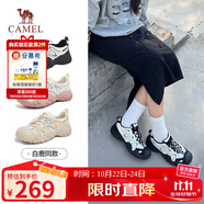 駱駝（CAMEL）丑萌登山鞋女時尚撞色戶外休閑鞋 L24S076620 米/銀/黑 36