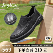 金利來(lái)（Goldlion）【七夕送禮】男鞋男士休閑鞋時(shí)尚商務(wù)舒適套腳休閑皮鞋 黑沖孔-40