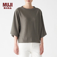 無印良品 MUJI 女式 法國亞麻 寬版針織衫 BAC72A0S 棕色 XS-S