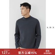 a.b.x秋冬季半高領(lǐng)毛衣男寬松韓版潮流毛衫男士加厚白色打底中領(lǐng)針織衫 灰藍(lán)色 XXL
