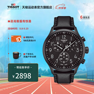 天梭（TISSOT）【官旗】瑞士手表 新款速馳系列計時碼運動防水男表 黑盤皮帶T116.617.36.052.00