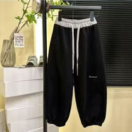 麥科貝爾（maycobell）【初秋上新】?jì)和澴幽型\動(dòng)褲秋裝2025新款時(shí)尚中大童休閑褲 黑色 春秋款 100   建議身高90-95體重30斤