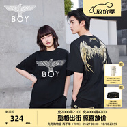 BOY LONDON【金翼鎖鏈】夏季短袖情侶款翅膀燙金潮牌圓領(lǐng)T恤N01918 黑印金N01918 經(jīng)典升級 XL