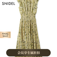 SNIDEL2025春夏新品優(yōu)雅印花荷葉邊小飛袖茶歇連衣裙SWFO252004 黃色 E M (1)