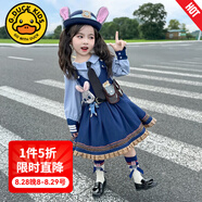 G.DUCKKIDS洛麗塔公主裙女童連衣裙夏季朱迪兒童裙子兔子警官生日蓬蓬裙春秋 裙子+掛件腰帶尾巴【春秋裝】 130 尺碼7~8歲【120-130cm】