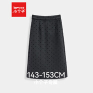 IEF/愛依服【小個子專屬】2025秋冬新款法式溫柔風(fēng)波點呢絨長包裙 黑灰波點 L