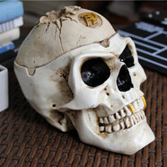 何佳功家里的裝飾品擺件恐怖歐式大號(hào)創(chuàng)意骷髏頭煙灰缸時(shí)尚帶蓋客廳擺件