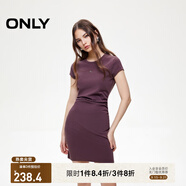 ONLY2025秋季新款金屬裝飾收腰捏褶短裙T恤裙連衣裙女|125161021 E10深絢棕色 XS