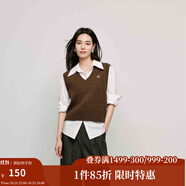茵曼（INMAN）針織馬甲女老錢風(fēng)V領(lǐng)薄秋冬學(xué)院風(fēng)內(nèi)搭毛衣 淺咖色 M