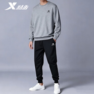 特步運動(dòng)套裝男裝服飾衛衣衛褲寬松男褲子加厚跑步健身休閑籃球兩件套 【常規百搭】0130中花灰/黑+黑色 2XL/185