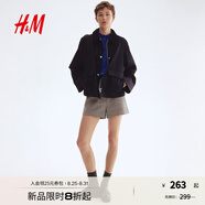 H&M女裝短外套2025秋季新款時(shí)尚外套燈芯絨翻折領(lǐng)外套夾克1288081 海軍藍 S 160/88