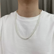 SNQP足銀990狐尾項鏈鎖骨素鏈肖邦毛衣鏈中長(cháng)款簡(jiǎn)約時(shí)尚甜美男女禮物 粗3.8毫米65厘米約32-33克狐尾鏈