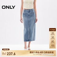 ONLY夏季通勤風(fēng)時(shí)尚開(kāi)叉中長(cháng)款牛仔半身裙女|124237018 J33 350水洗牛仔藍 M 165/68A