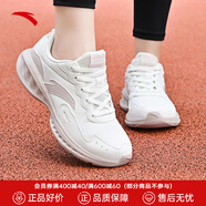 安踏漫步運(yùn)動(dòng)鞋女鞋女士夏秋季款皮網(wǎng)面透氣輕便防潑水軟底跑步鞋子女 星云皮面|象牙白/藕灰5571-6 38