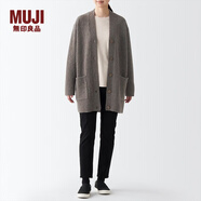 無(wú)印良品 MUJI 女式 牦牛絨混羊毛 V領(lǐng)開(kāi)衫 中長(zhǎng)款針織毛衣秋冬 BAM21A2A 深咖啡棕色 S