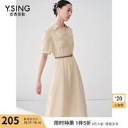 衣香麗影清平紗襯衫連衣裙女初年夏季新款超仙溫柔風(fēng)雪紡裙子 卡其色 XL