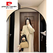 皮爾卡丹黑灰色洋氣大衣女2025秋冬新款中長款時尚呢子韓系感外套 燕麥色 80%綿羊毛10%兔毛10%蠶絲 XXS 155-160cm  90-105斤