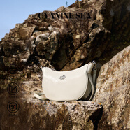 海青藍(lán) CYANINE SEA頭層牛皮包包女款2025年新款女士單肩斜挎包生日禮物送女友老婆 米白色 精美禮盒裝