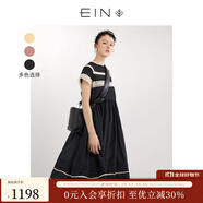 EIN【輕禮服】EIN言小黑裙中長款絲棉短袖蕾絲連衣裙女2024夏季新款 小黑裙 M