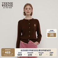 Teenie Weenie小熊秋季綿羊毛軟糯毛針織開(kāi)衫簡(jiǎn)約通勤毛衣外套女裝 棕色 S (160)