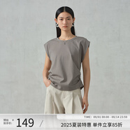 阿依蓮【商場同款】氣質(zhì)休閑無袖T恤女夏季2025新款高檔洋氣顯瘦上衣 冷萃棕 S
