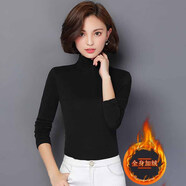 瑤益高領(lǐng)打底衫女2025秋冬加絨保暖彈力網(wǎng)紗長袖修身上衣百搭通勤小衫 黑色高領(lǐng)6036# L