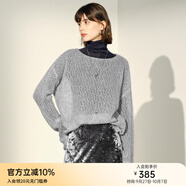 顏域綿羊毛鉤花針織衫女秋2024新款紫色寬松長袖圓領(lǐng)鏤空罩衫上衣 灰色 M/38