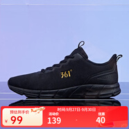361°361男鞋秋季經(jīng)典網(wǎng)面透氣休閑運動鞋耐磨跑步鞋男 烏黑色/皇冠金 43