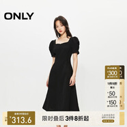 ONLY 2025春季氣質(zhì)復古方領(lǐng)泡泡袖中長(cháng)款連衣裙女|125107026