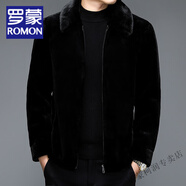 羅蒙（ROMON）金貂絨男外套加厚仿貂皮大衣男貂毛冬季2025新款男士貂絨皮草夾克 602黑色 L 175