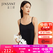 金三塔真絲吊帶睡裙桑蠶絲針織吊帶睡裙打底真絲襯裙YZF3B310 黑色【有花邊】 XL (170/92A)