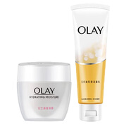 玉蘭油（OLAY）水OLAY潤滋養系列補水保濕套裝油性皮膚女護膚品套裝 乳液潔面乳+滋潤霜