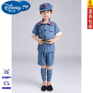迪士尼品牌高檔紅軍衣服兒童小紅軍幼兒紅星閃閃演出服八路軍六一表演服 八路軍男童 110