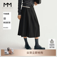 麥檬MM爆款百褶裙靜奢美學/四季百搭商場同款黑灰色半身裙春秋 秋冬款-黑色5F8241791 S