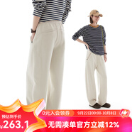 雲(yún)上生活【解構(gòu)休閑褲】云朵空氣層彎刀褲寬松簡(jiǎn)約直筒褲女2025秋K0210 淺沙色 M （建議85-105斤左右）