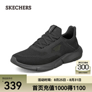 斯凱奇（Skechers）夏季男鞋新款輕便一腳蹬透氣網(wǎng)面休閑運動(dòng)跑步鞋百搭慢跑鞋210281 全黑色/210281-BBK 41.5