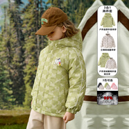 迪士尼（Disney） 男女童一衣三穿羽絨內膽+棉衣外套兒童羽絨服厚 果綠+卡其 140