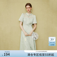 范思藍(lán)恩國風(fēng)新中式刺繡花木連衣裙女夏季2024新款裙子24FS12061 水草綠 XS