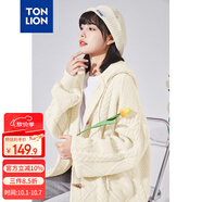 唐獅（TonLion）2024毛衣外套女針織開衫寬松連帽上衣 淺米杏/三批 L