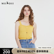 謎底夏新款針織衫背心女時(shí)尚百搭純色吊帶短款上衣232MZ0877 沙黃 L