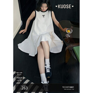 闊色（kuose）白色蝴蝶結(jié)無袖娃娃裙背心連衣裙女裝2025春夏季新款短裙子 白色 S
