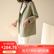 嘉茱莉西裝外套女春秋韓版英倫風(fēng)網(wǎng)紅休閑設(shè)計(jì)感小西服女短款小個(gè)子上衣 薄荷綠 M
