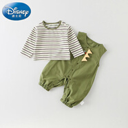 迪士尼（Disney）嬰兒衣服秋季外出寶寶連體衣超萌洋氣秋裝兩件套嬰幼兒洋氣小套裝 綠色_套裝 90cm _【10-16個(gè)月_重20-25斤】