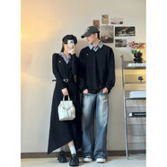 情侶裝2025新款秋季法式赫本風(fēng)一裙一衣男女顯瘦Polo領(lǐng)連衣裙套裝 女裙（送腰帶） M