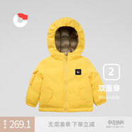 保姆鵝 兒童羽絨服寶寶雙面羽絨服加厚小童短款耐污羽絨外套 檸檬黃 110