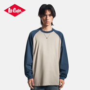 Lee Cooper純棉長(zhǎng)袖T恤男秋冬季款寬松百搭圓領(lǐng)休閑男上衣新款簡(jiǎn)約彈力衣服 卡其色【官方正品】 M