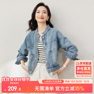 尚都比拉春秋款純棉牛仔外套短款高級感女裝氣質(zhì)休閑百搭上衣 牛仔藍(lán) XL 